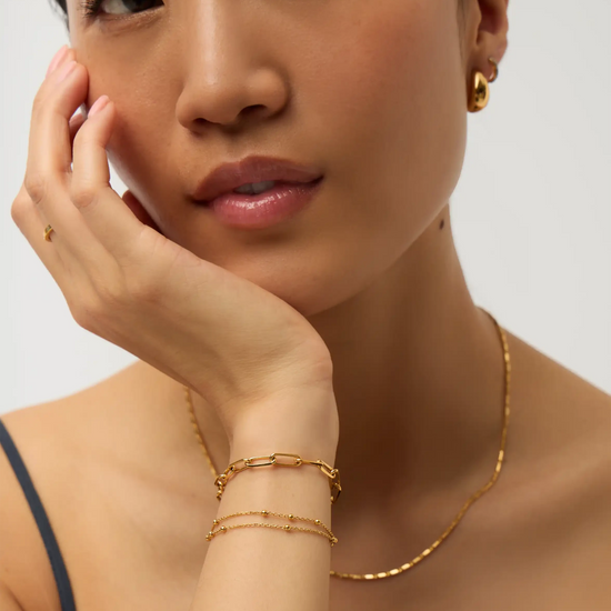 Double Chain & Mini Paperclip Bracelet Set | 18ct Gold Vermeil/18ct Gold Plated Bracelets Missoma 