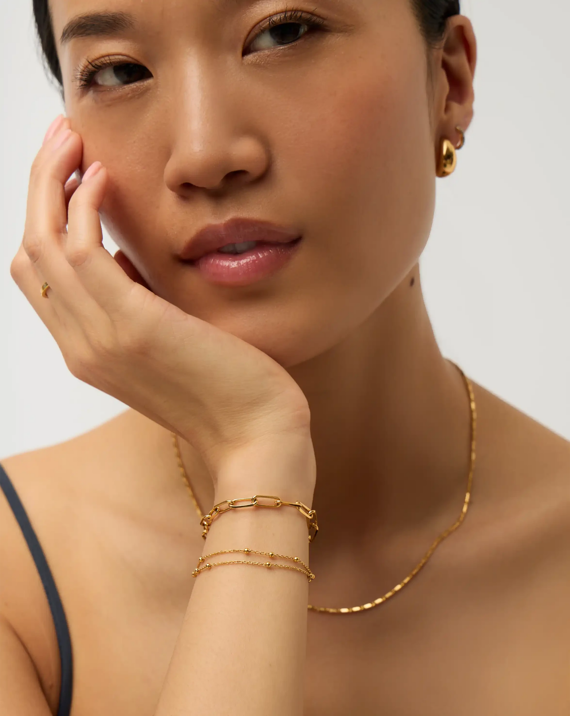 Double Chain & Mini Paperclip Bracelet Set | 18ct Gold Vermeil/18ct Gold Plated Bracelets Missoma 