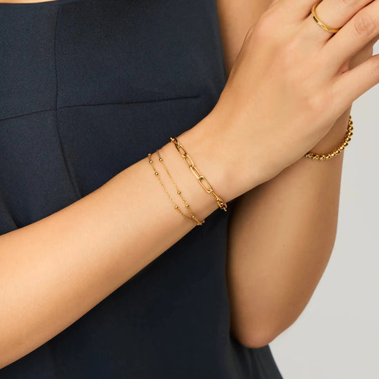 Double Chain & Mini Paperclip Bracelet Set | 18ct Gold Vermeil/18ct Gold Plated Bracelets Missoma 
