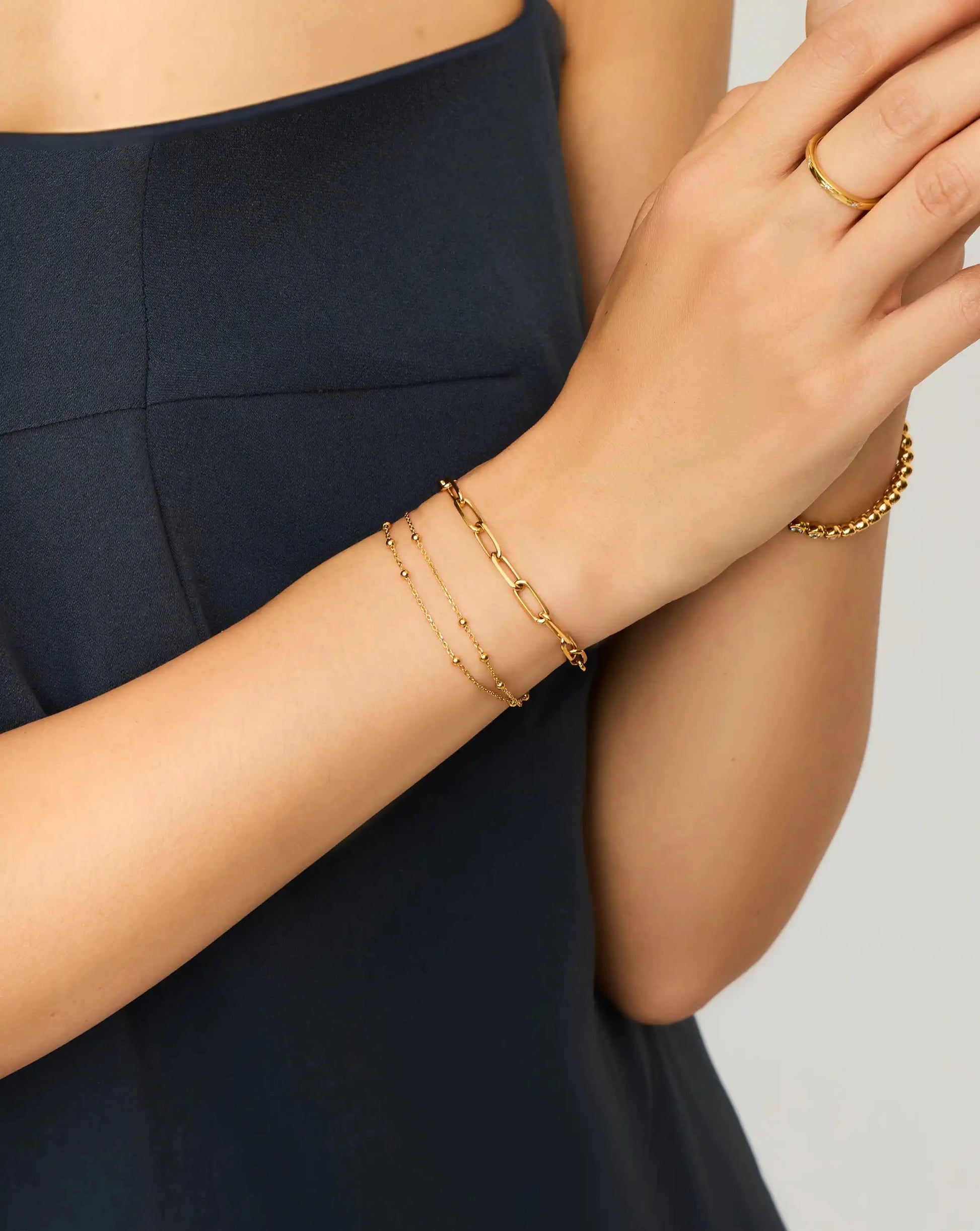 Double Chain & Mini Paperclip Bracelet Set | 18ct Gold Vermeil/18ct Gold Plated Bracelets Missoma 