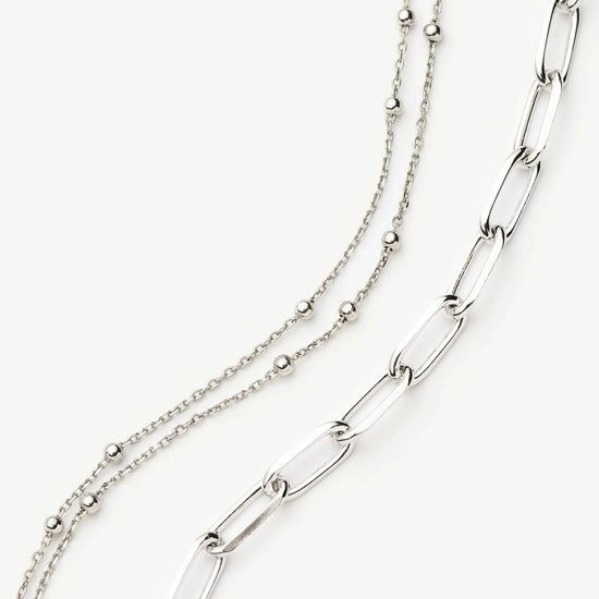 Double Chain & Mini Paperclip Bracelet Set | Sterling Silver/Silver Plated Bracelets Missoma 