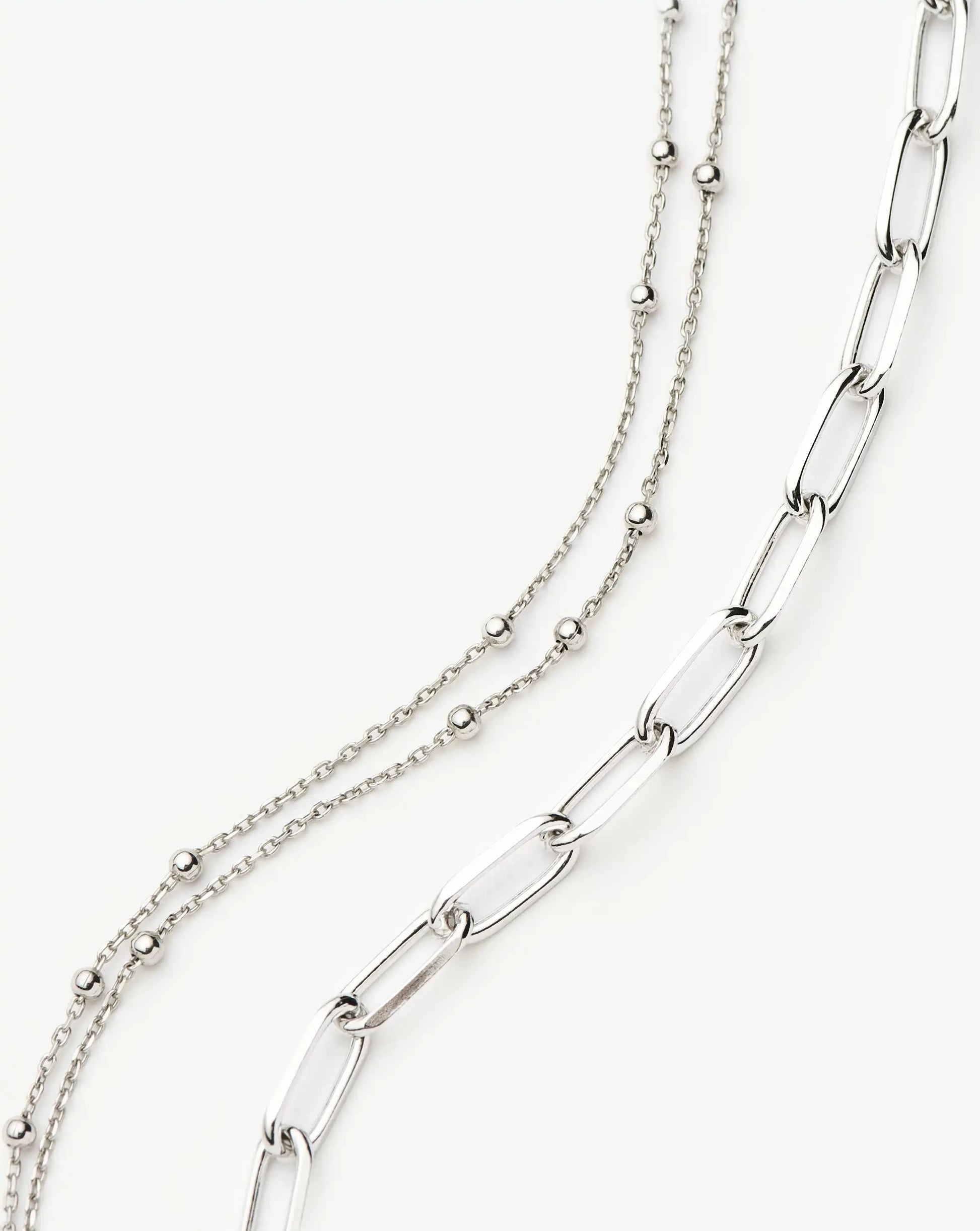 Double Chain & Mini Paperclip Bracelet Set | Sterling Silver/Silver Plated Bracelets Missoma 