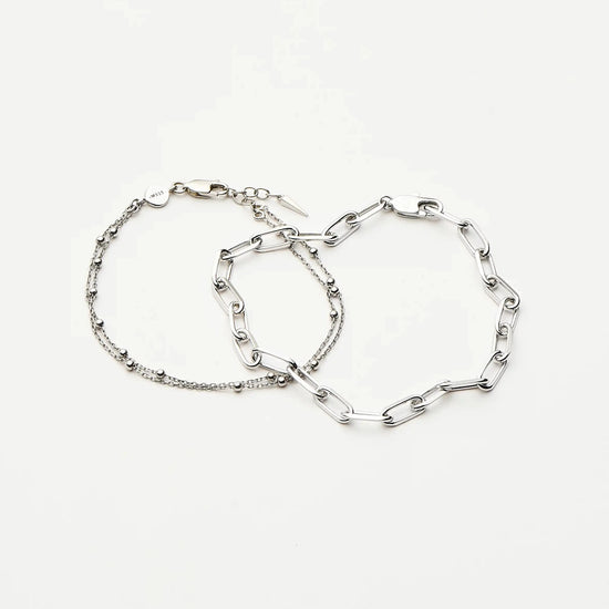 Double Chain & Mini Paperclip Bracelet Set | Sterling Silver/Silver Plated Bracelets Missoma 