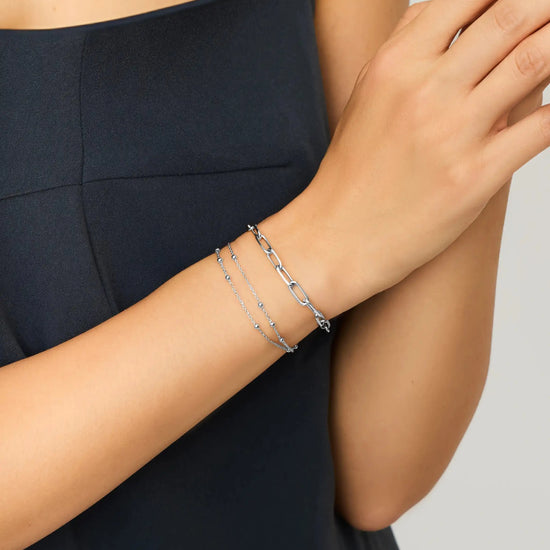 Double Chain & Mini Paperclip Bracelet Set | Sterling Silver/Silver Plated Bracelets Missoma 