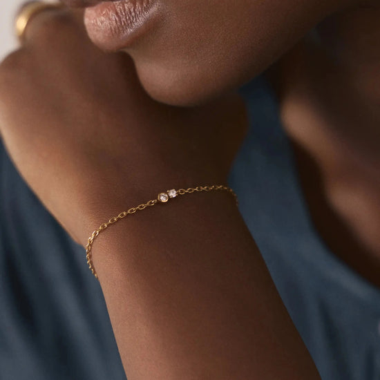 Duo Stone Chain Bracelet | 18ct Gold Plated/Cubic Zirconia Bracelets Missoma 