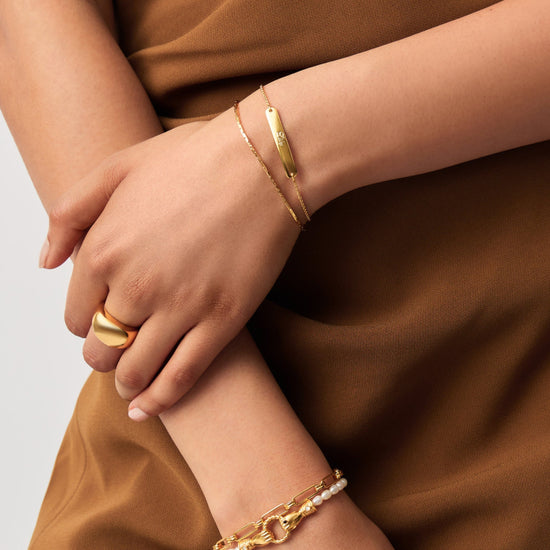 Engravable Bar Chain Bracelet | 18ct Gold Vermeil Bracelets Missoma 