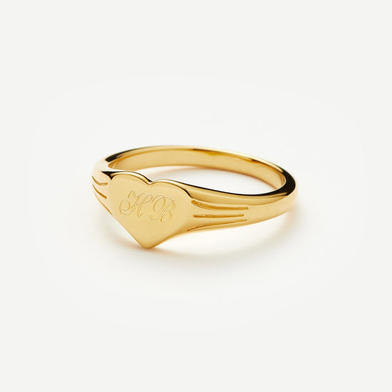 Engravable Heart Signet Ring | 18ct Gold Vermeil Rings Missoma 
