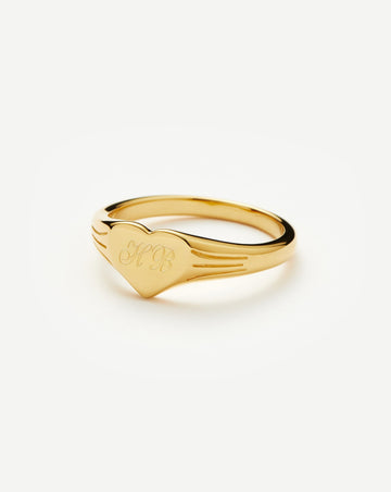 Engravable Heart Signet Ring | 18ct Gold Vermeil Rings Missoma 