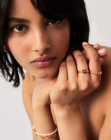 Engravable Heart Signet Ring | 18ct Gold Vermeil Rings Missoma 
