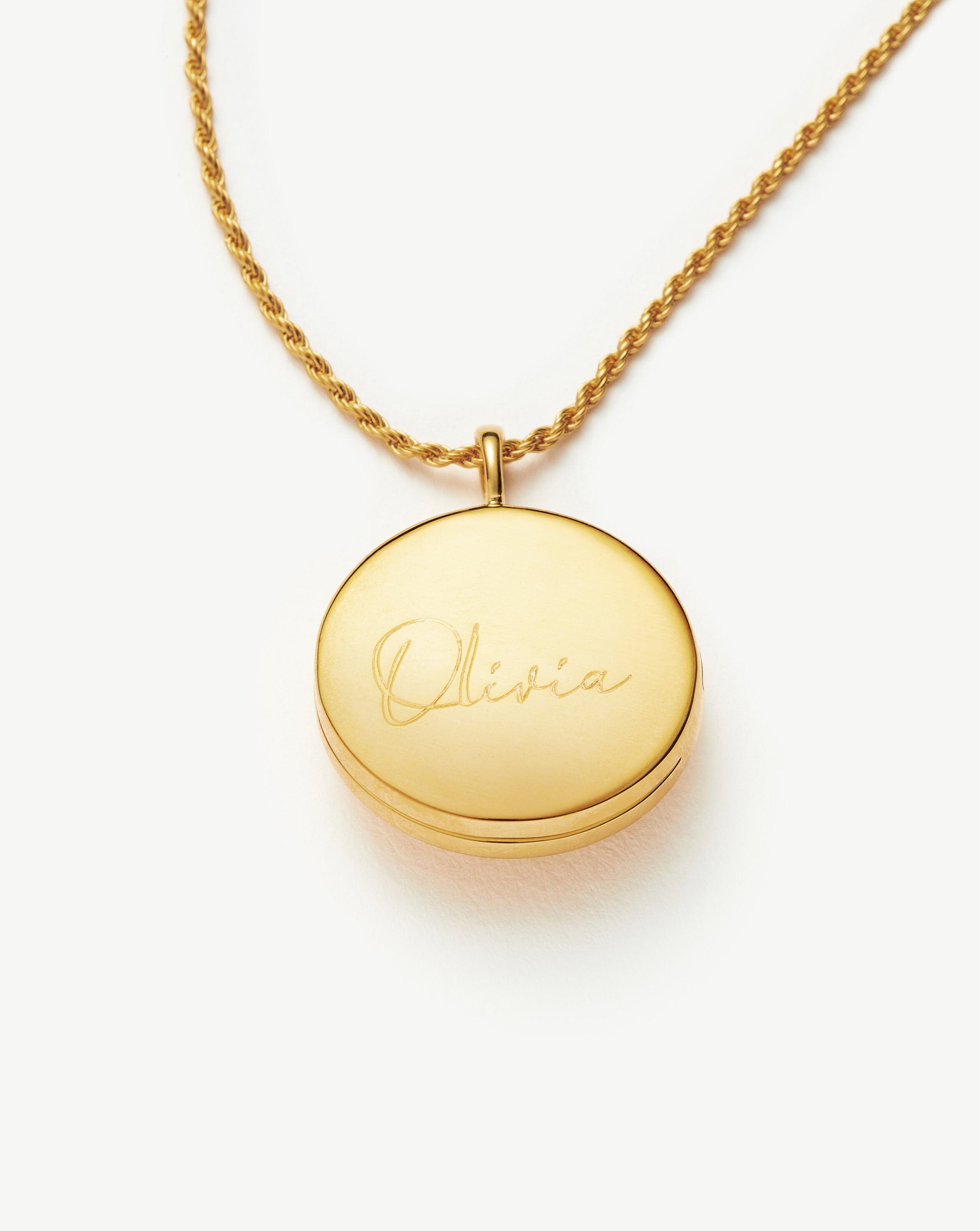 Engravable Round Ridge Locket Pendant Necklace Necklaces Missoma 