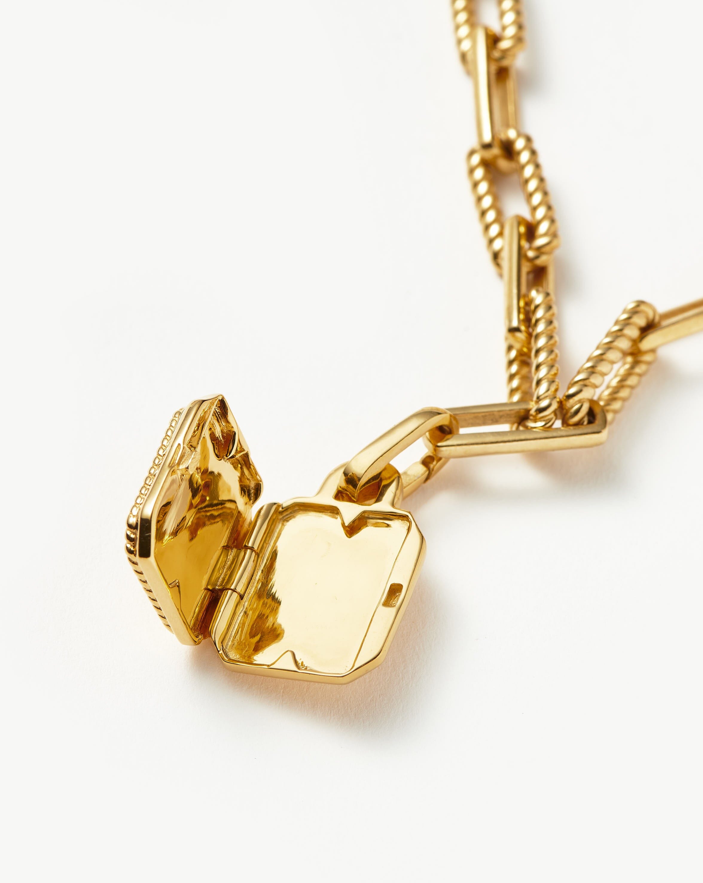 Engravable Square Locket Chain Necklace | 18ct Gold Plated/Rainbow Moonstone Necklaces Missoma 