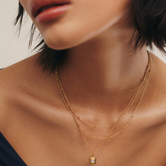 Engravable Square Ridge Mini Pendant Necklace Necklace Missoma 
