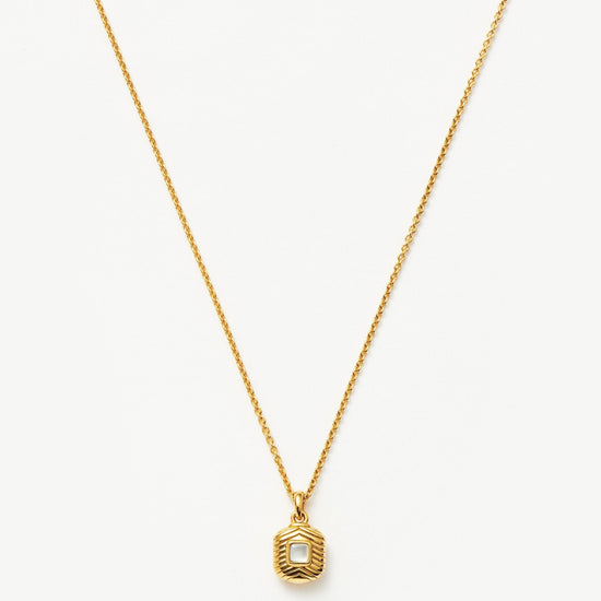 Engravable Square Ridge Mini Pendant Necklace Necklace Missoma 