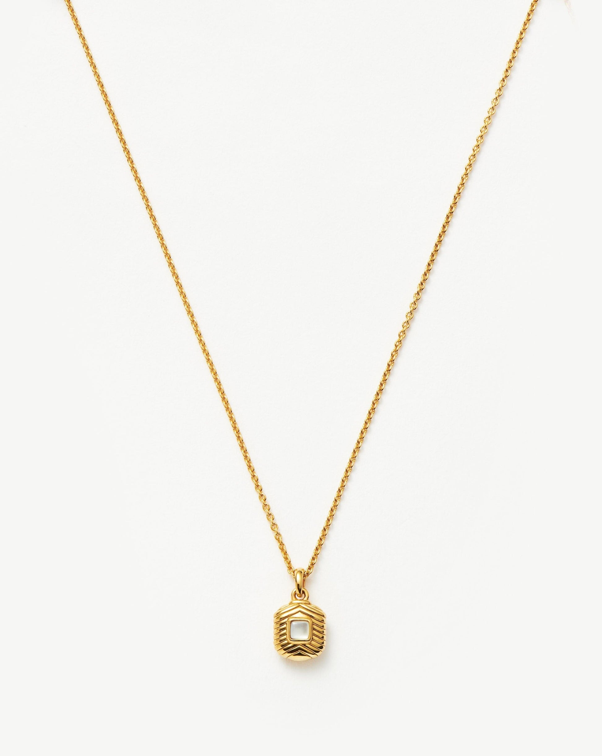 Engravable Square Ridge Mini Pendant Necklace Necklace Missoma 