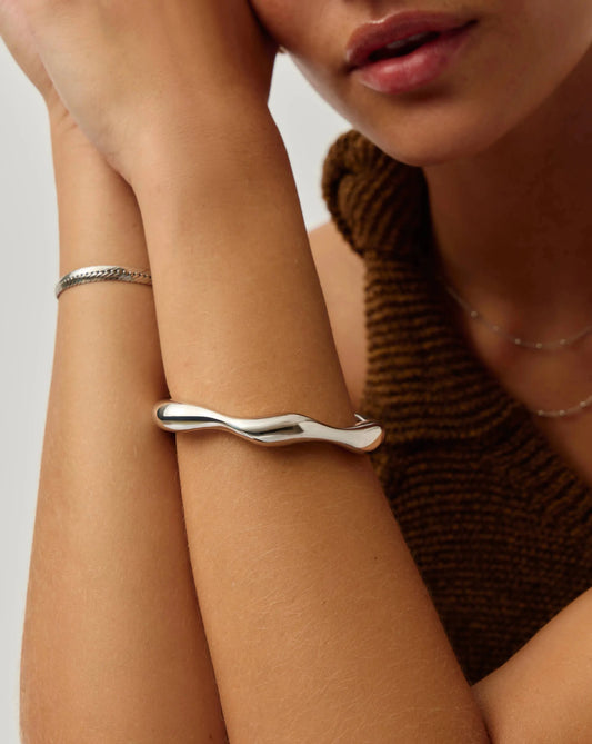 Eny Puffy Cuff Bracelet | Silver Plated Bracelets Missoma 