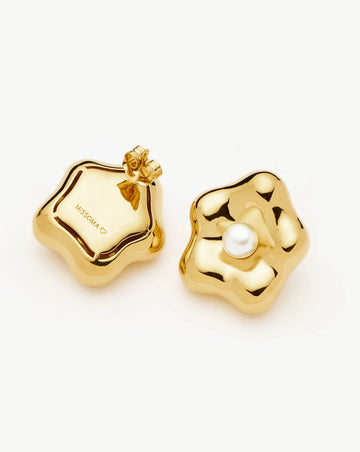 Eny Puffy Daisy Oversized Stud Earrings | 18ct Gold Plated/Pearl Earrings Missoma 