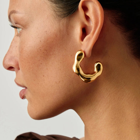 Eny Puffy Large Hoop Earrings | 18ct Gold Plated Earrings Missoma 