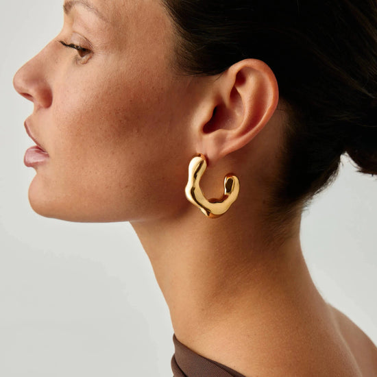 Eny Puffy Large Hoop Earrings | 18ct Gold Plated Earrings Missoma 