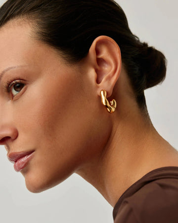 Eny Puffy Medium Hoop Earrings | 18ct Gold Plated Earrings Missoma 