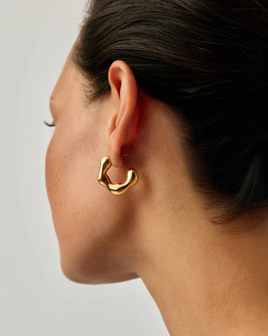 Eny Puffy Medium Hoop Earrings | 18ct Gold Plated Earrings Missoma 