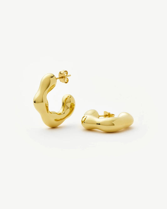 Eny Puffy Medium Hoop Earrings | 18ct Gold Plated Earrings Missoma 