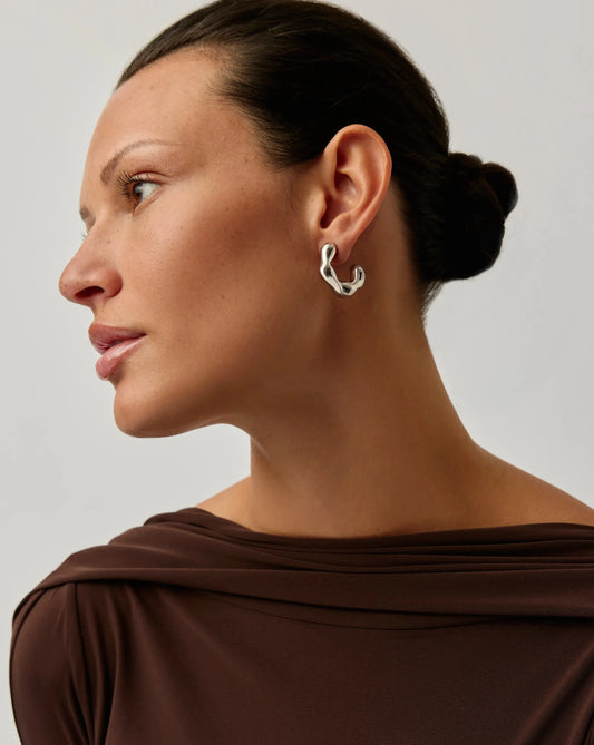 Eny Puffy Medium Hoop Earrings | Sterling Silver Earrings Missoma 