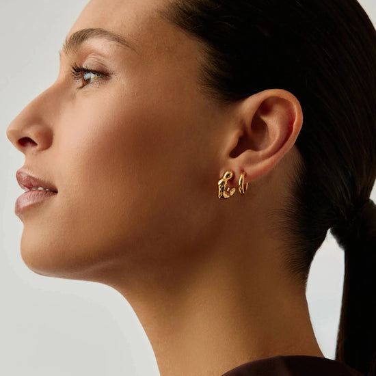 Eny Puffy Small Hoop Earrings | 18ct Gold Plated Earrings Missoma 