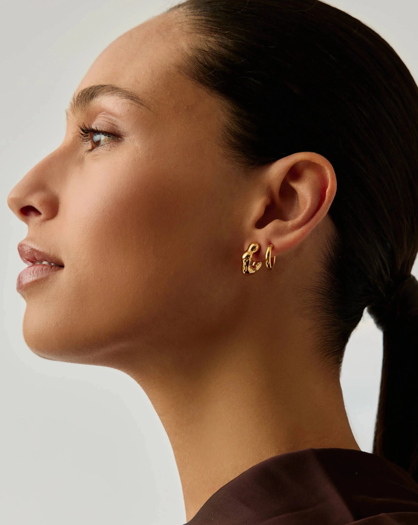 Eny Puffy Small Hoop Earrings | 18ct Gold Plated Earrings Missoma 