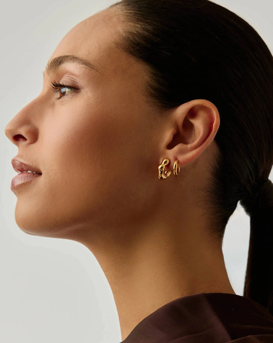 Eny Puffy Small Hoop Earrings | 18ct Gold Plated Earrings Missoma 