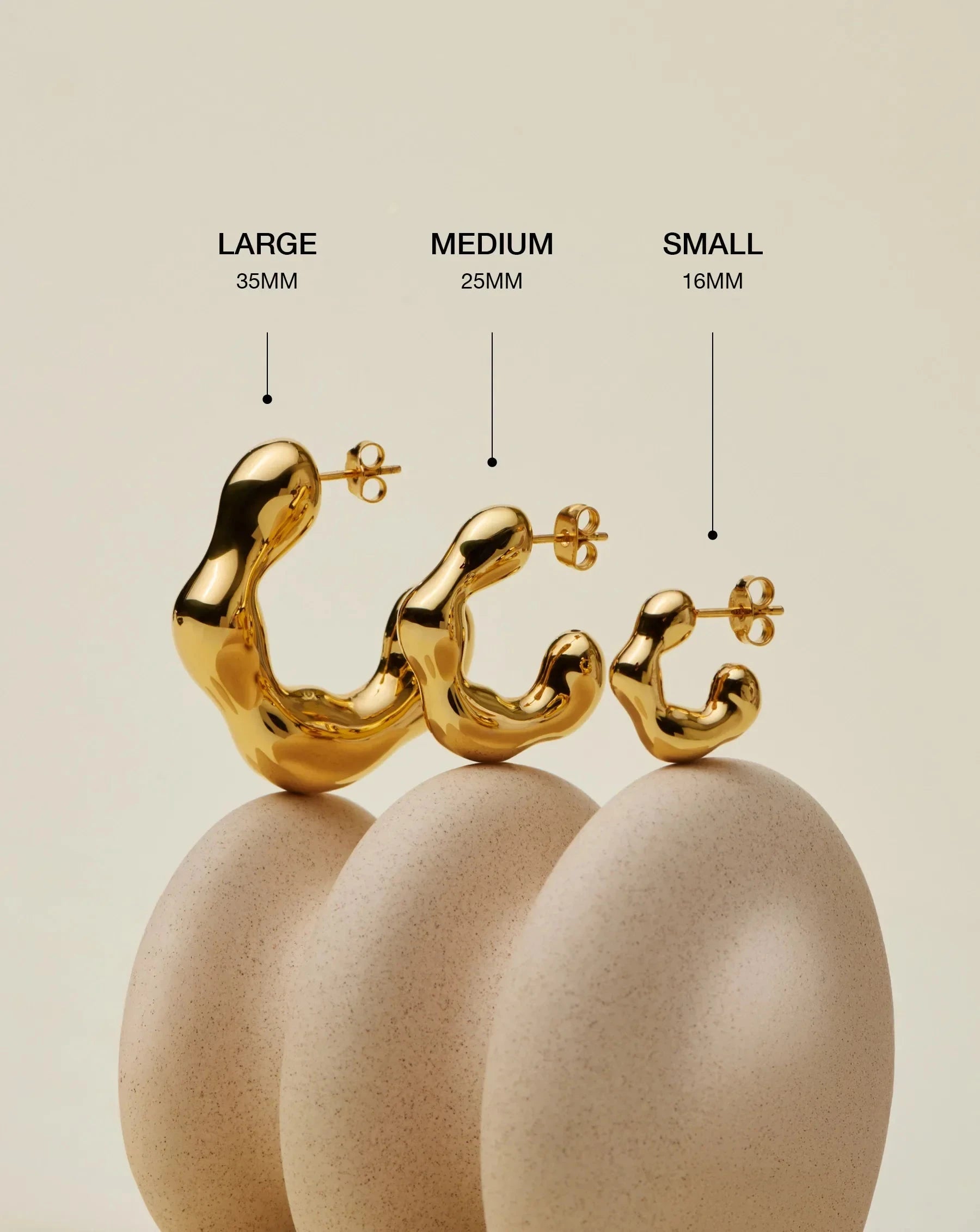 Eny Puffy Small Hoop Earrings | 18ct Gold Plated Earrings Missoma 