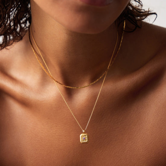 February Birthstone Necklace & Charm Earrings Set | 18ct Gold Vermeil/Amethyst Necklaces Missoma 