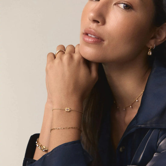 Feburary Birthstone Slider Bracelet | 18ct Gold Plated/Natural Amethyst Bracelets Missoma 