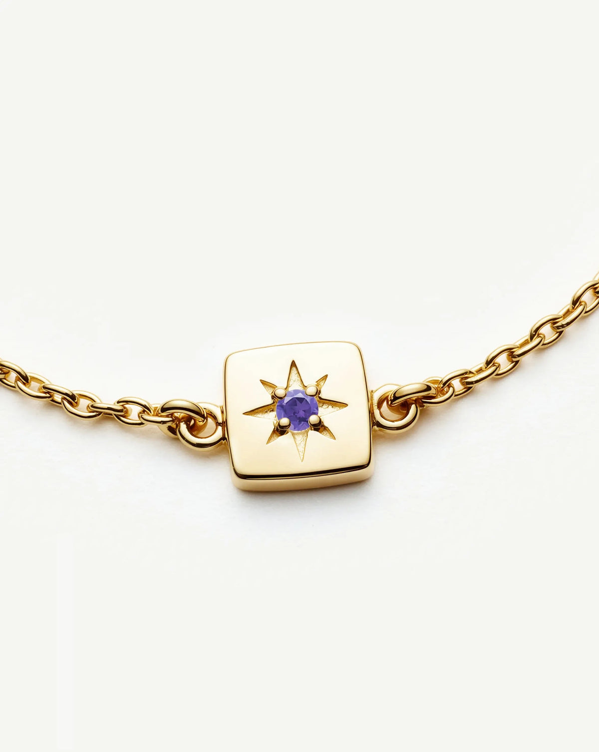Feburary Birthstone Slider Bracelet | 18ct Gold Plated/Natural Amethyst Bracelets Missoma 