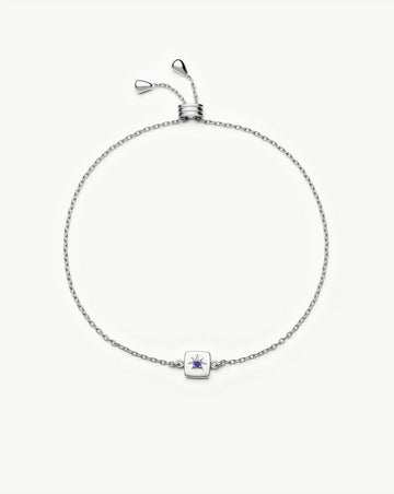 Feburary Birthstone Slider Bracelet | Silver Plated/Natural Amethyst Bracelets Missoma 