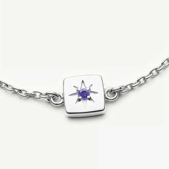 Feburary Birthstone Slider Bracelet | Silver Plated/Natural Amethyst Bracelets Missoma 