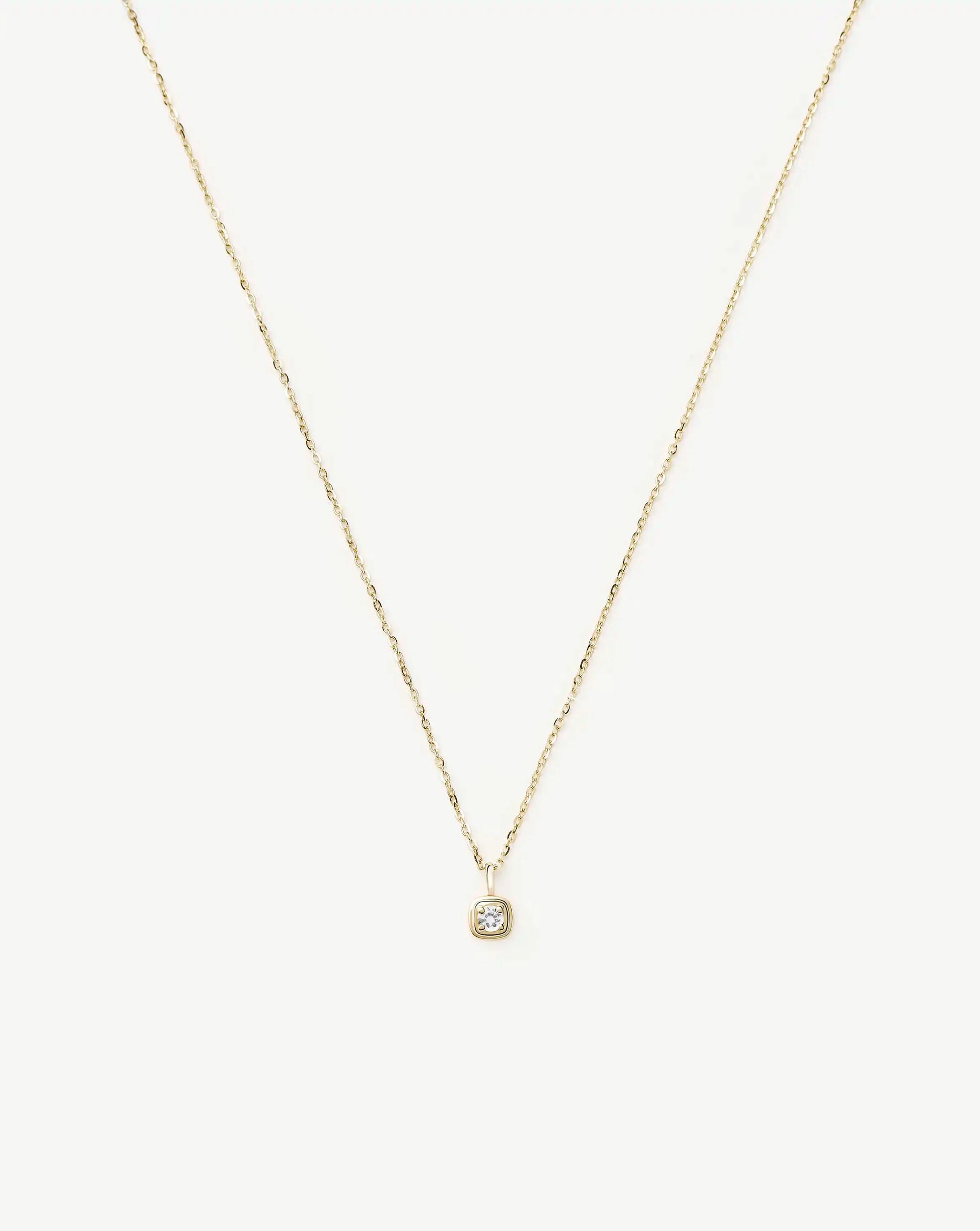 Fine April Birthstone Pendant Necklace | 14ct Solid Gold/White Sapphire Necklace Missoma 