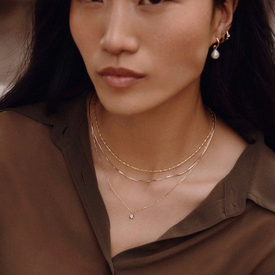 Fine April Birthstone Pendant Necklace | 14ct Solid Gold/White Sapphire Necklace Missoma 