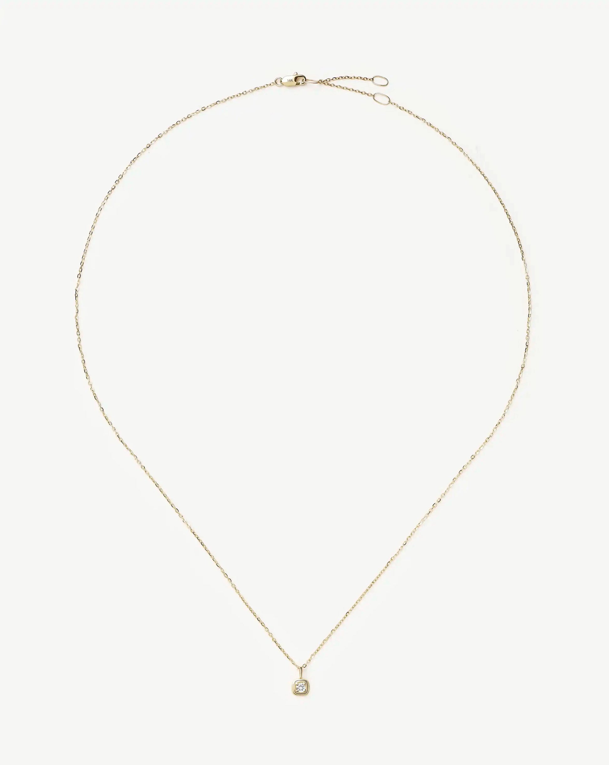 Fine April Birthstone Pendant Necklace | 14ct Solid Gold/White Sapphire Necklace Missoma 