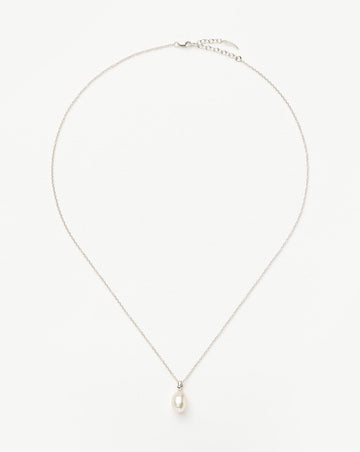 Fine Baroque Pearl Organic Pendant Necklace | 14ct Solid White Gold/Pearl Necklaces Missoma 