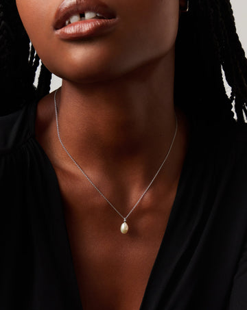 Fine Baroque Pearl Organic Pendant Necklace | 14ct Solid White Gold/Pearl Necklaces Missoma 