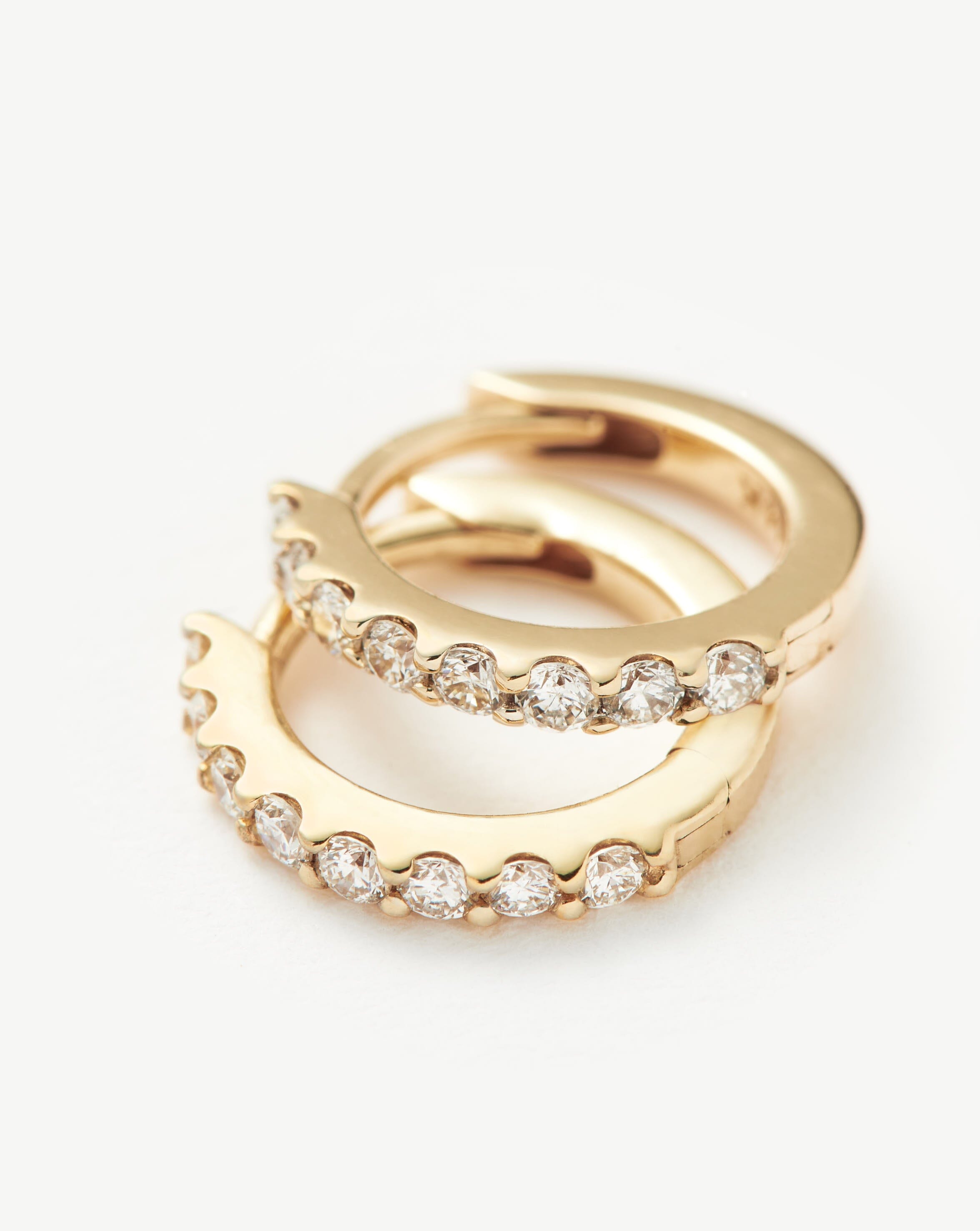 Fine Classic Diamond Huggies | 14ct Solid Gold/Diamond Earrings Missoma 