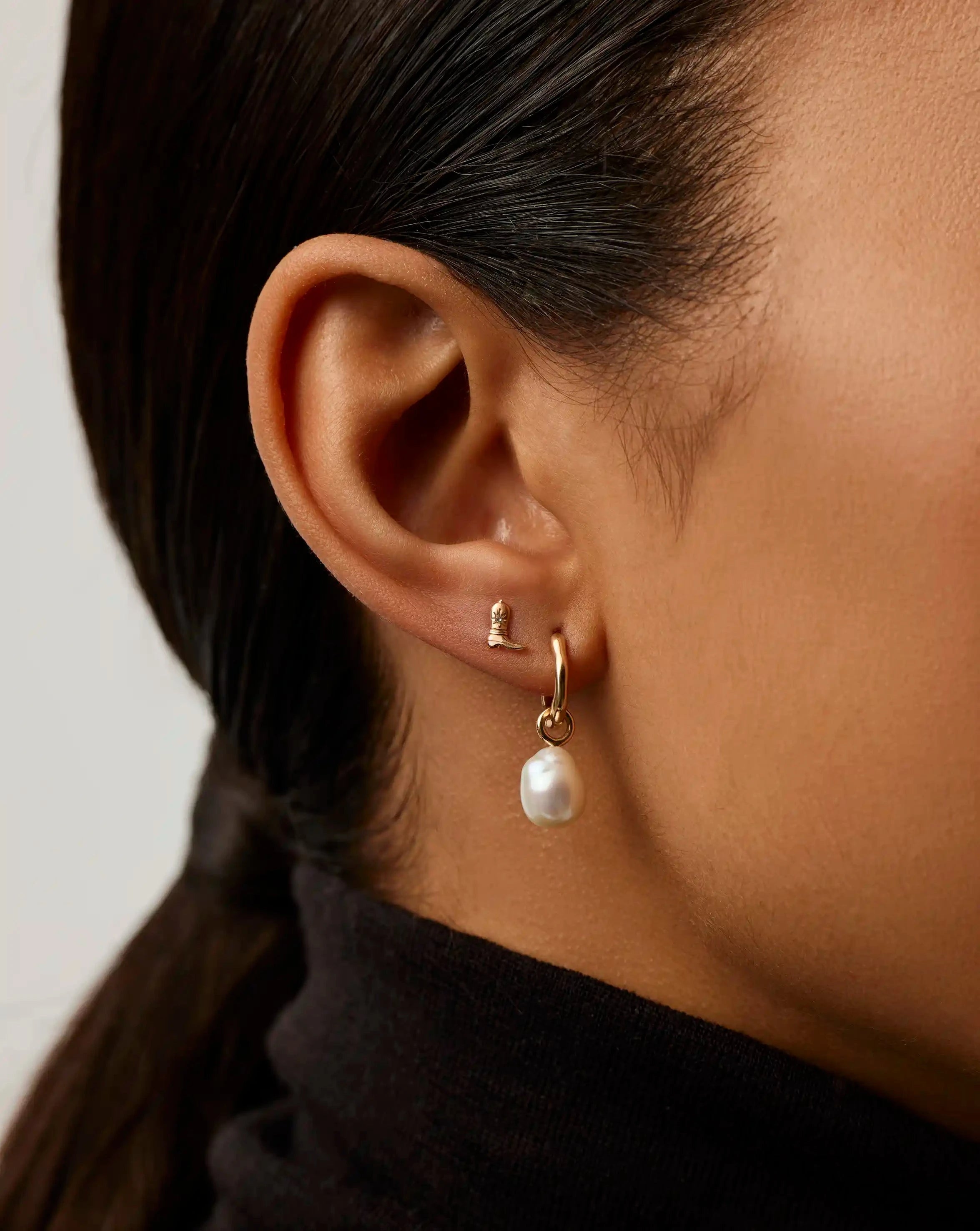 Fine Cowboy Boot Single Stud Earring | 14ct Solid Gold/Diamond Earrings Missoma 