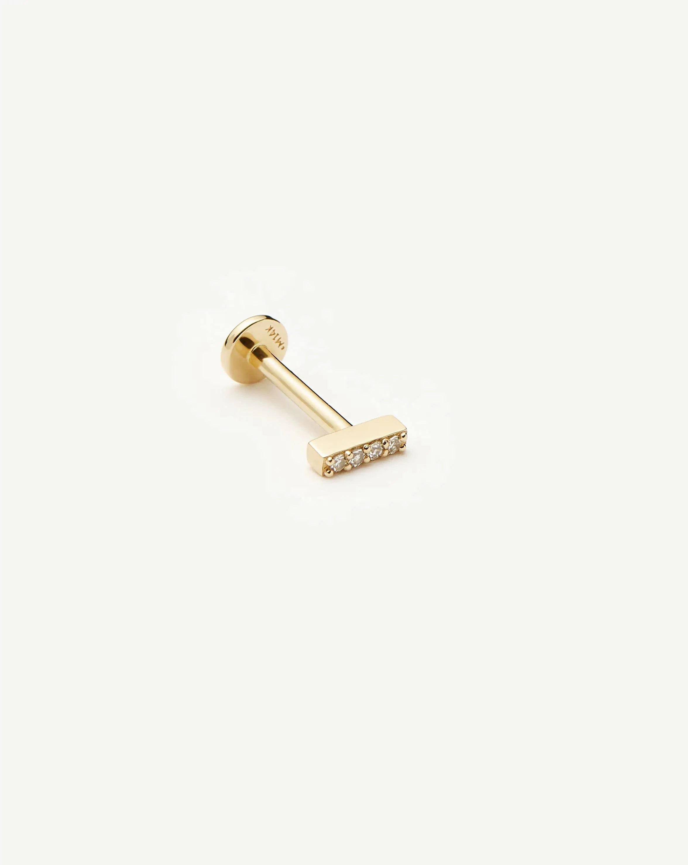 Fine Diamond Bar Flat Back Stud Earring | 14ct Yellow Gold/Diamond Earrings Missoma 