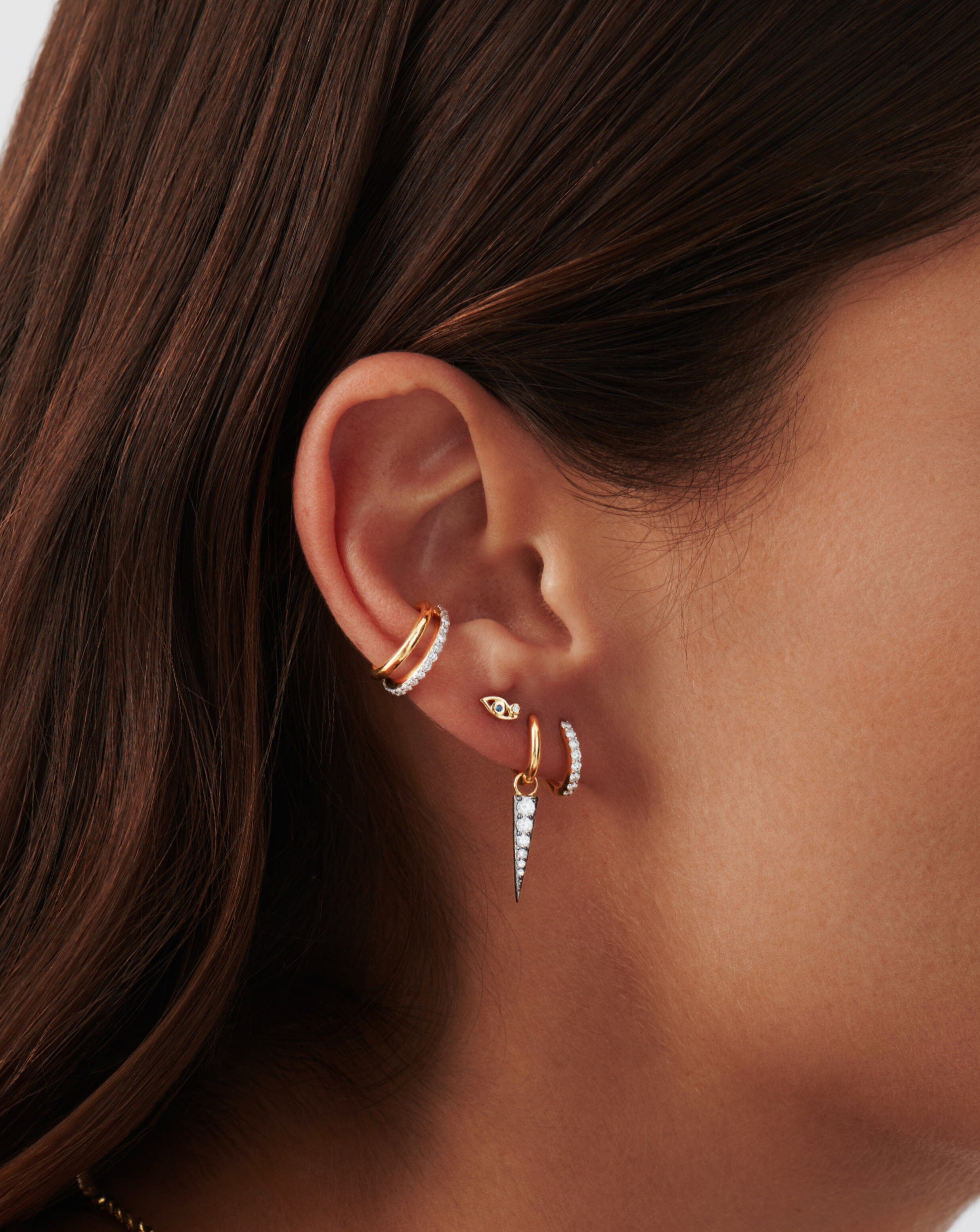 Fine Diamond & Blue Sapphire Eye Single Stud Earring Earrings Missoma 
