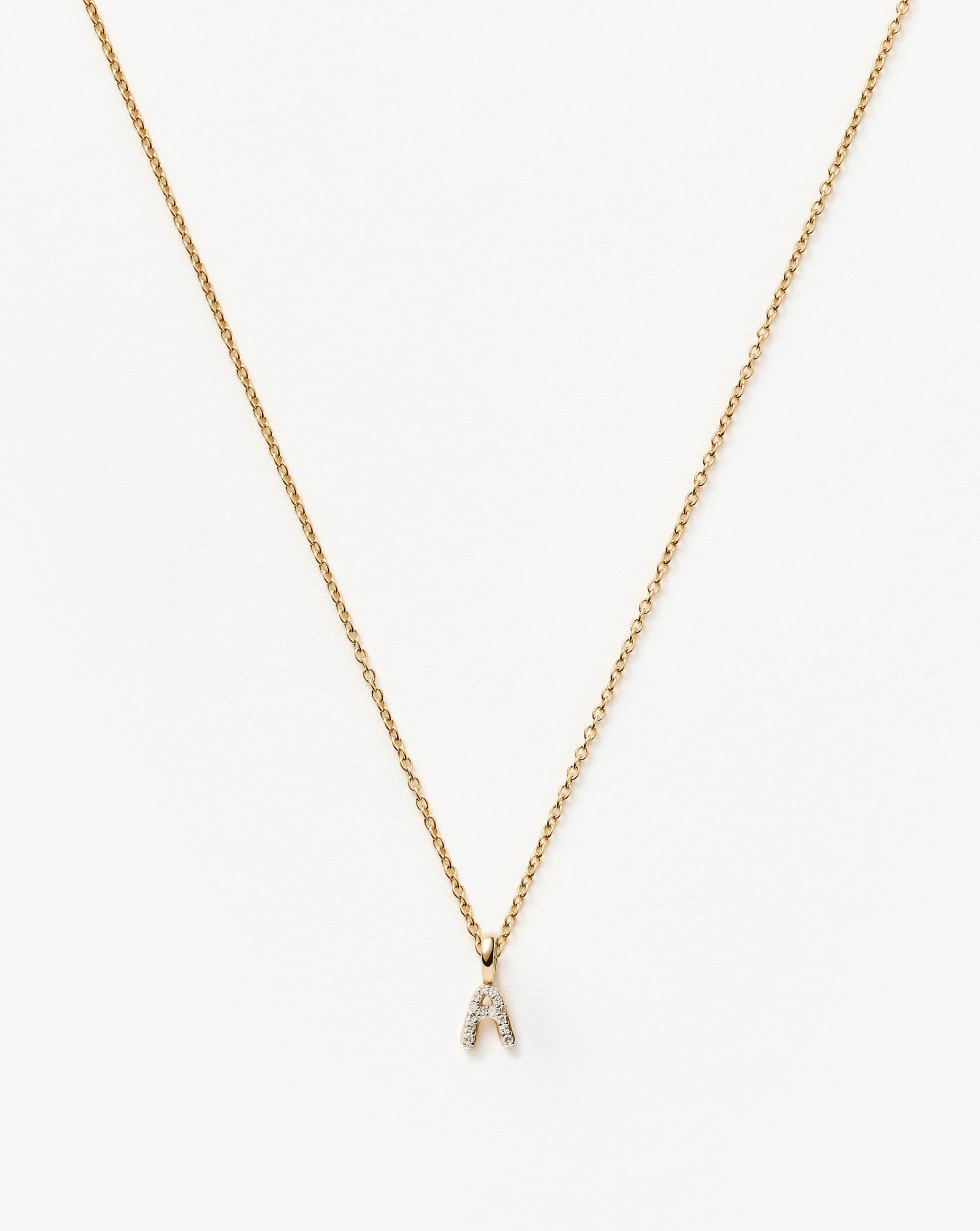 Fine Diamond Initial Mini Pendant Necklace - A | 14ct Solid Yellow Gold Plated/Diamond Necklaces Missoma 