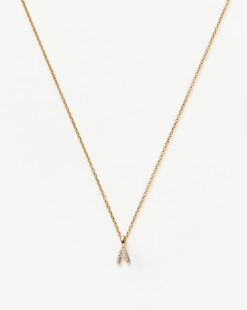 Fine Diamond Initial Mini Pendant Necklace - A | 14ct Solid Yellow Gold Plated/Diamond Necklaces Missoma 