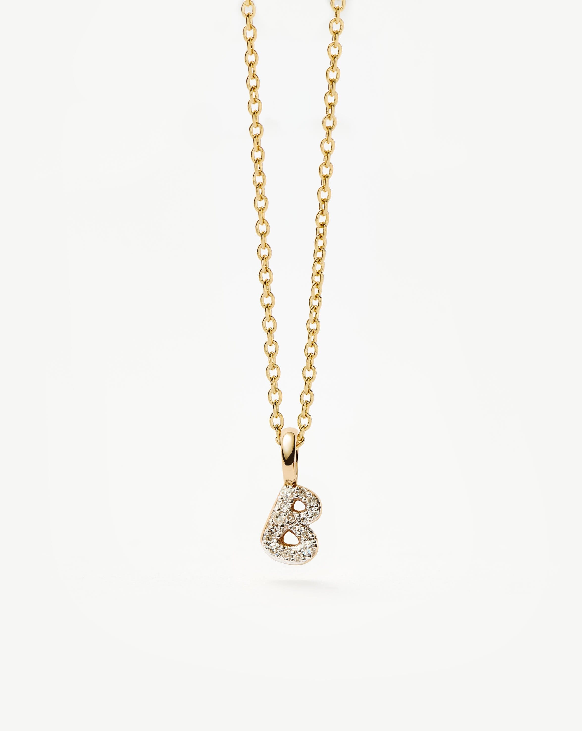 Fine Diamond Initial Mini Pendant Necklace - B | 14ct Solid Yellow Gold Plated/Diamond Necklaces Missoma 