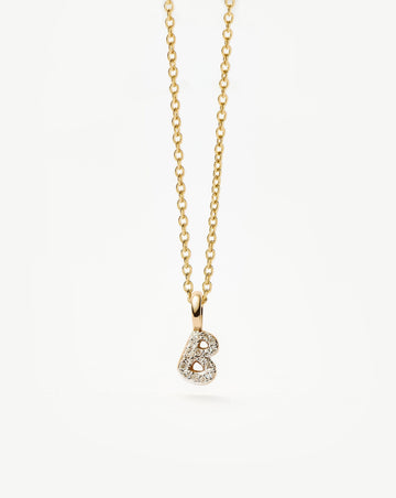 Fine Diamond Initial Mini Pendant Necklace - B | 14ct Solid Yellow Gold Plated/Diamond Necklaces Missoma 