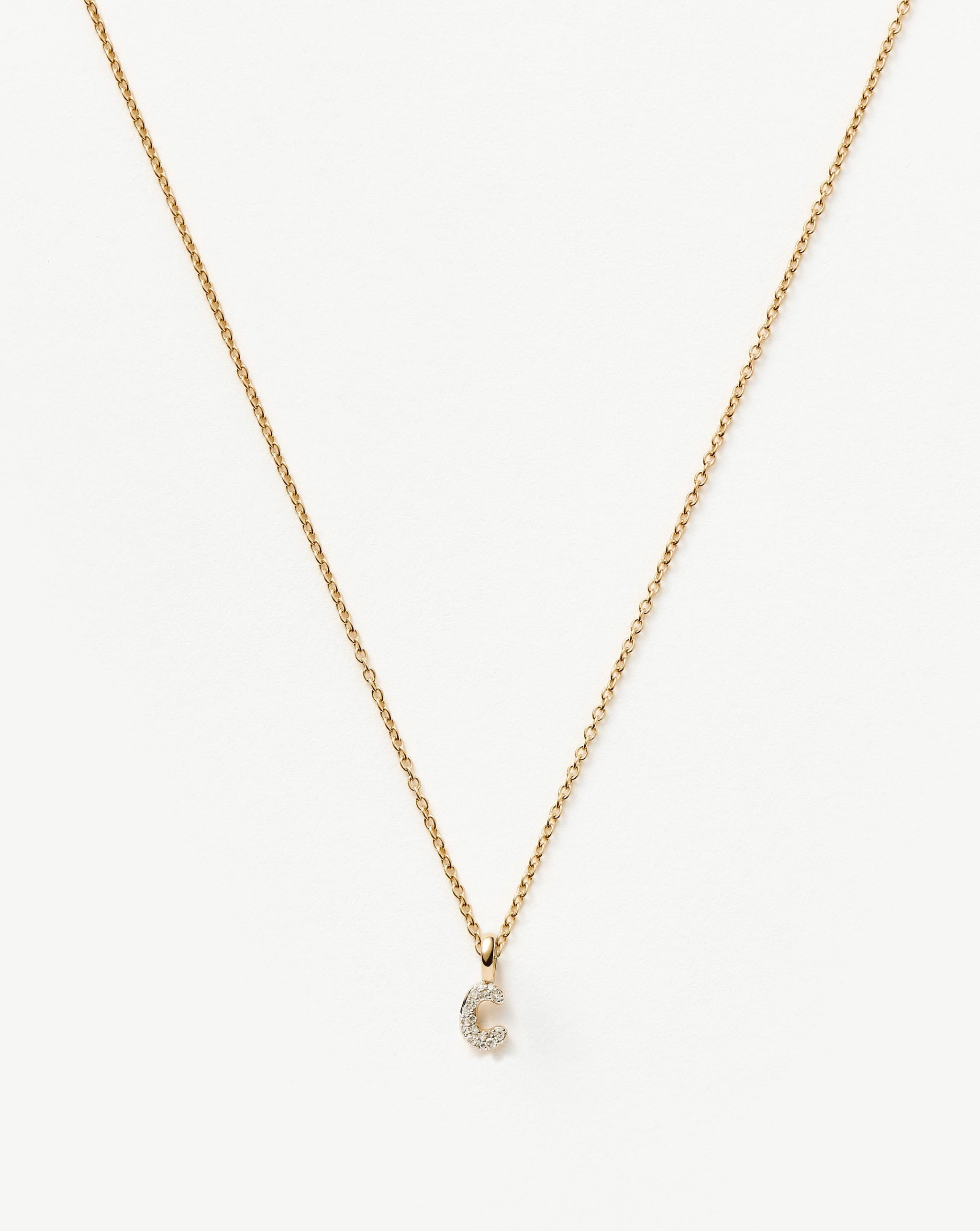 Fine Diamond Initial Mini Pendant Necklace - C| 14ct Solid Yellow Gold Plated/Diamond Necklaces Missoma 