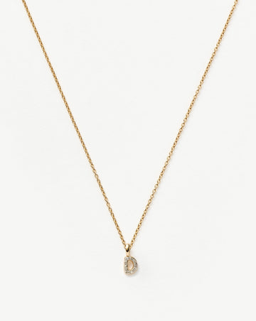 Fine Diamond Initial Mini Pendant Necklace - D | 14ct Solid Yellow Gold Plated/Diamond Necklaces Missoma 